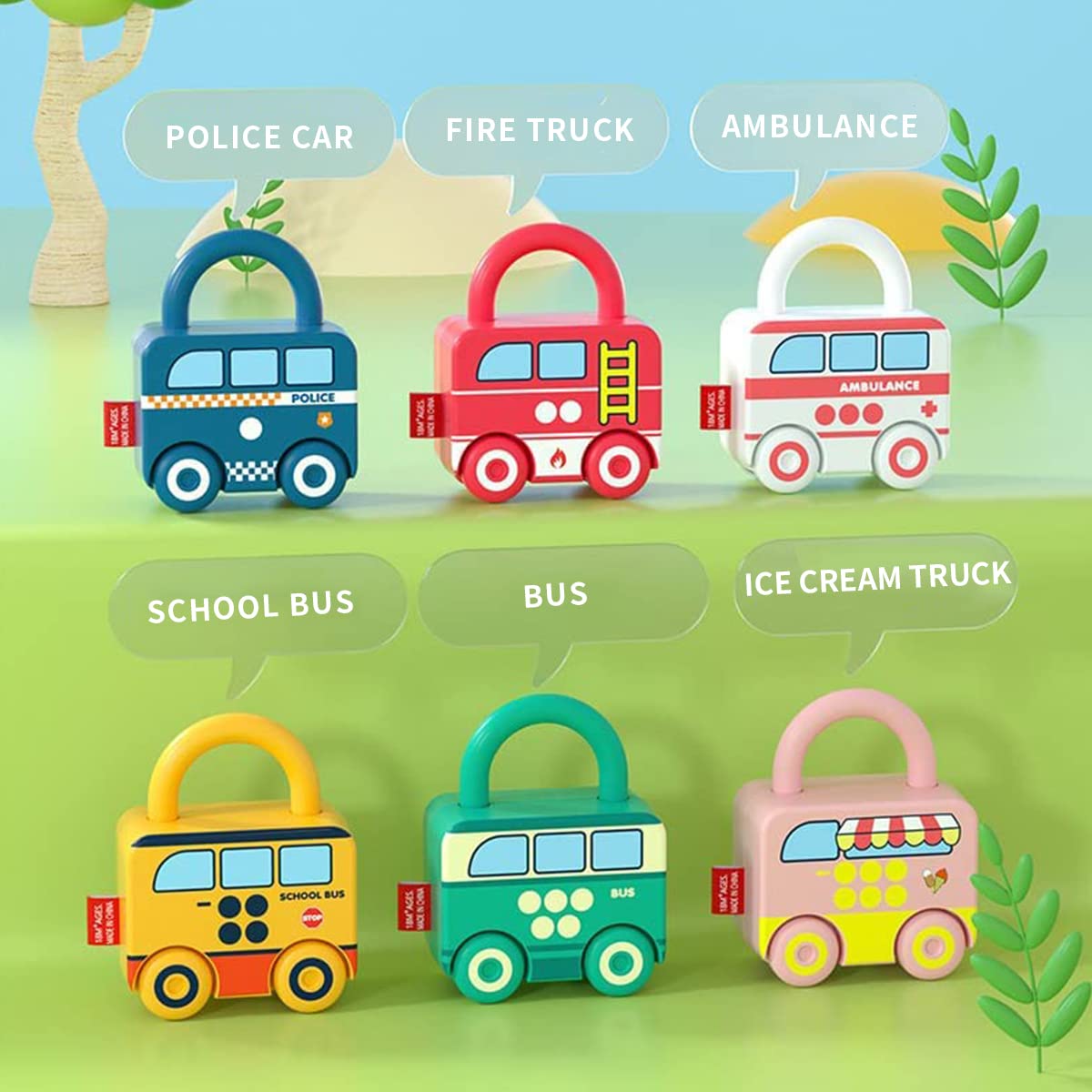 PATPAT 6 Pcs Lock and Key Car Toys, Creative Matching & Sorting Toys with Numbers and Vehicle Names, Early Learning Toy for Toddlers and Preschool Children, Christmas Gift with Gift Box PATPAT 6 Pcs Lock and Key Car Toys, Creative Matching & Sorting Toys with Numbers and Vehicle Names, Early Learning Toy for Toddlers and Preschool Children, Christmas Gift with Gift Box